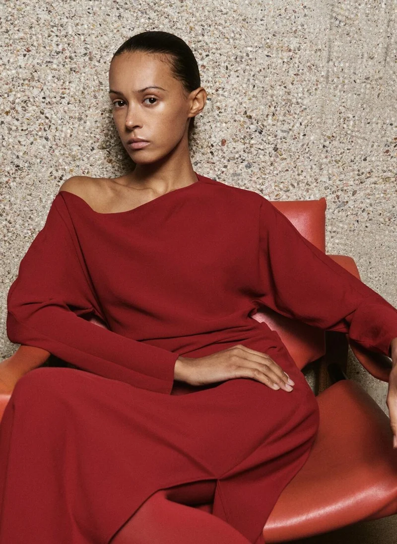 MANGO  Boat-neck ruched dress for Women | Best Price UAE